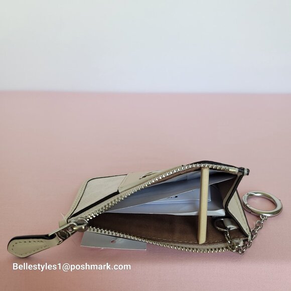 COACH Mini Skinny ID Card Case in Signature Canvas & Leather -White/Chalk color⭐ - Picture 15 of 16